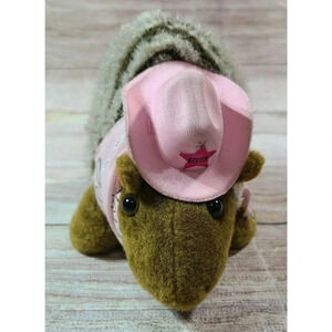Buckaroo Bandits Plush Armadillo Stuffed Animal Pink Austin Cowboy Hat 9" 2017